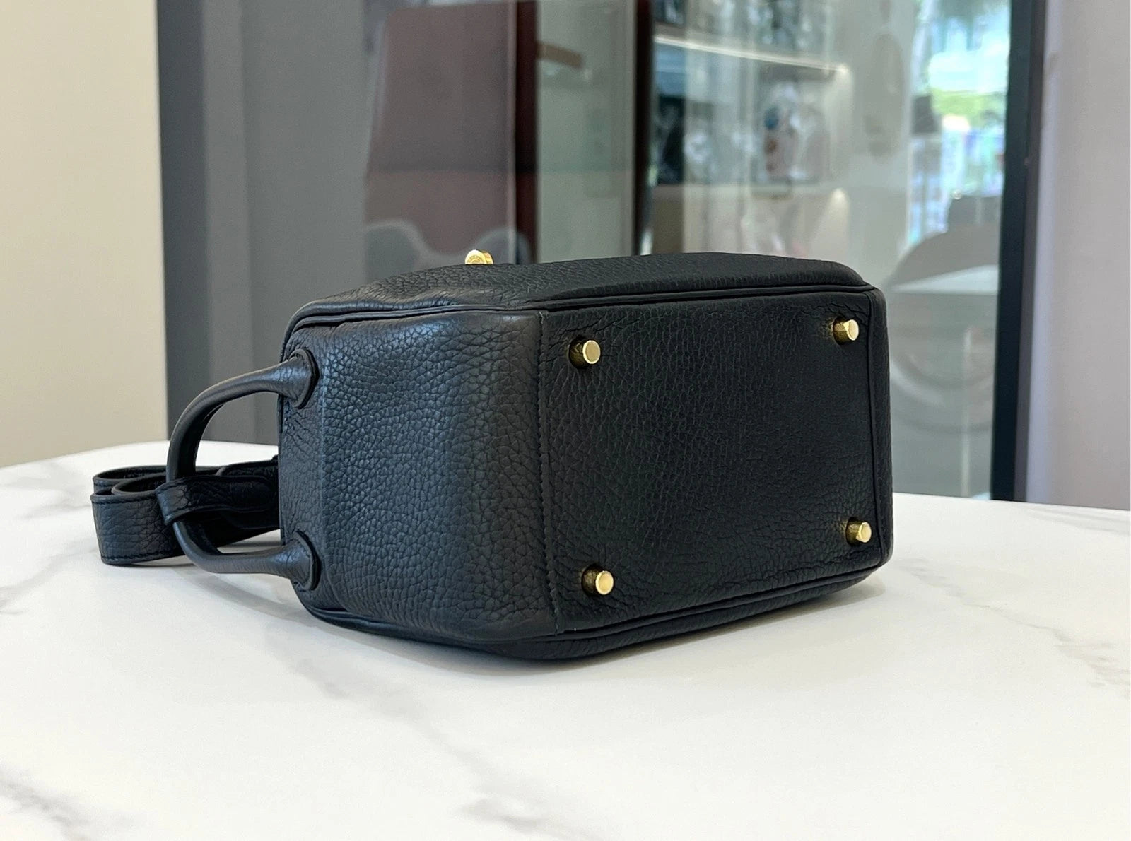 Hermes Mini Lindy Black Gold Handbag For Women