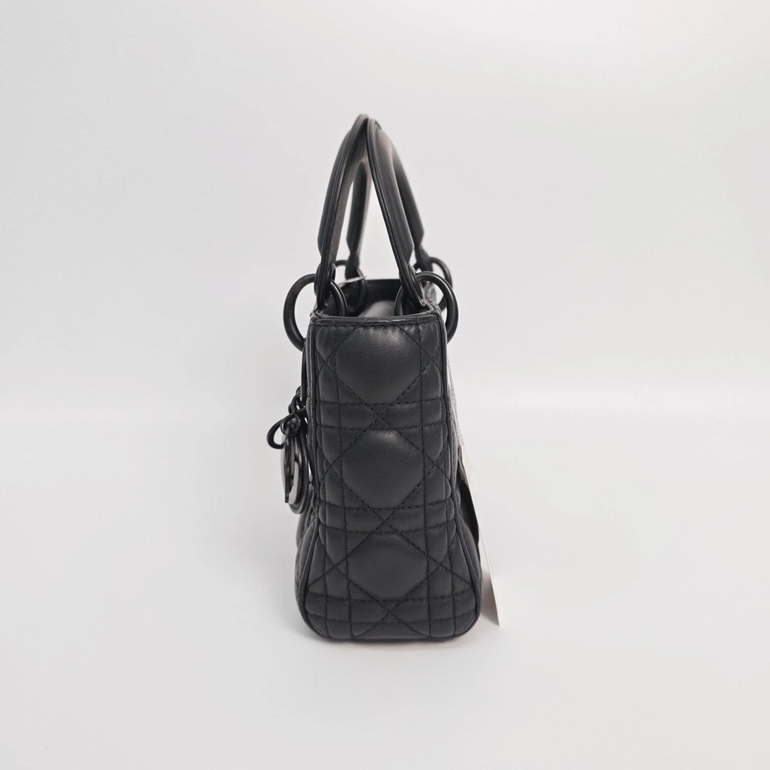 Dior Lady Dior Lambskin Black Top Handle Excellent