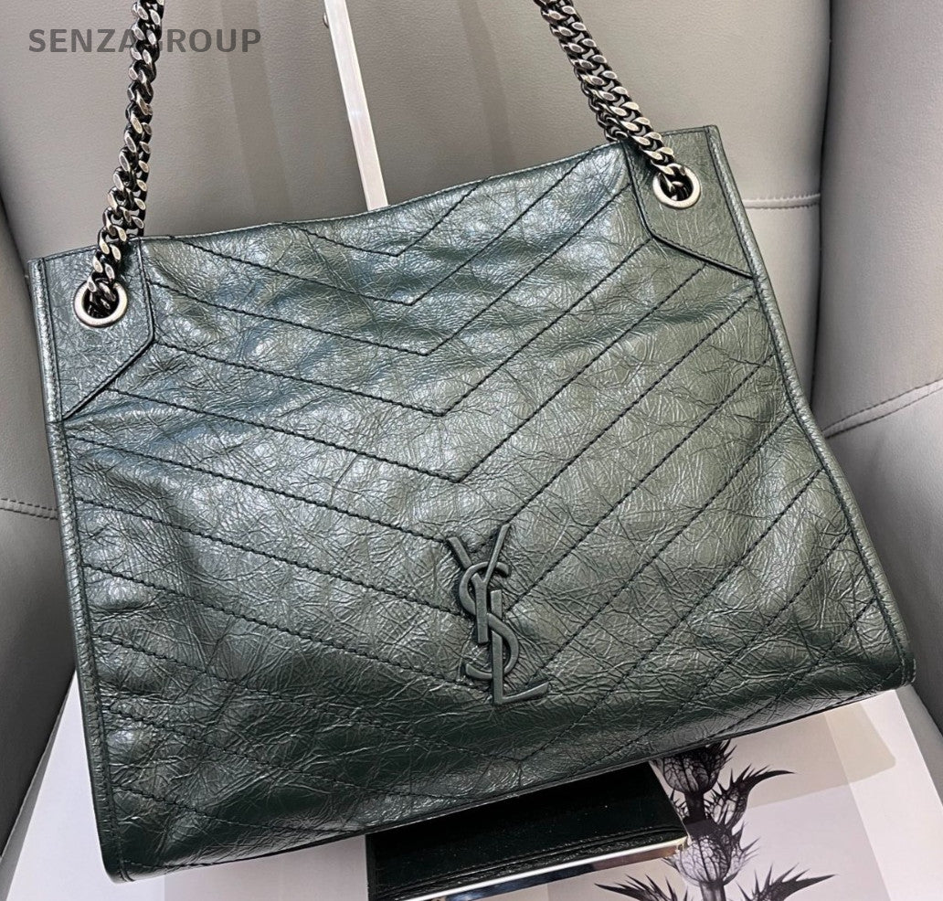 YSL Saint Laurent Niki shopping bag Oil waxed leather Chain Shoulder bag Women