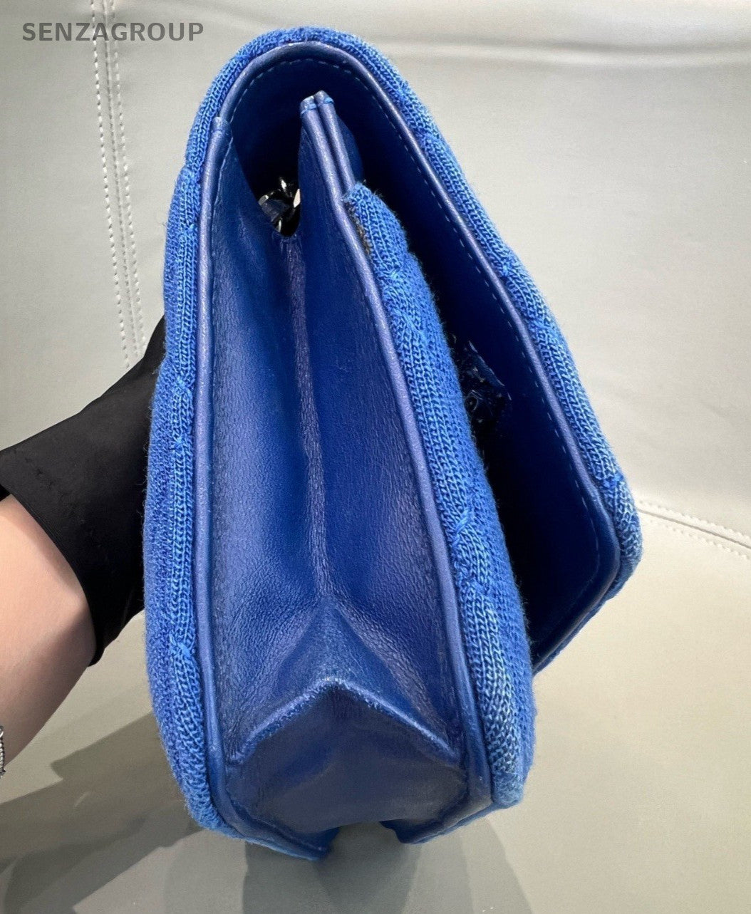 Chanel 2.55 WOC Chain Shoulder Bag Crossbody Blue Silver Women Classic