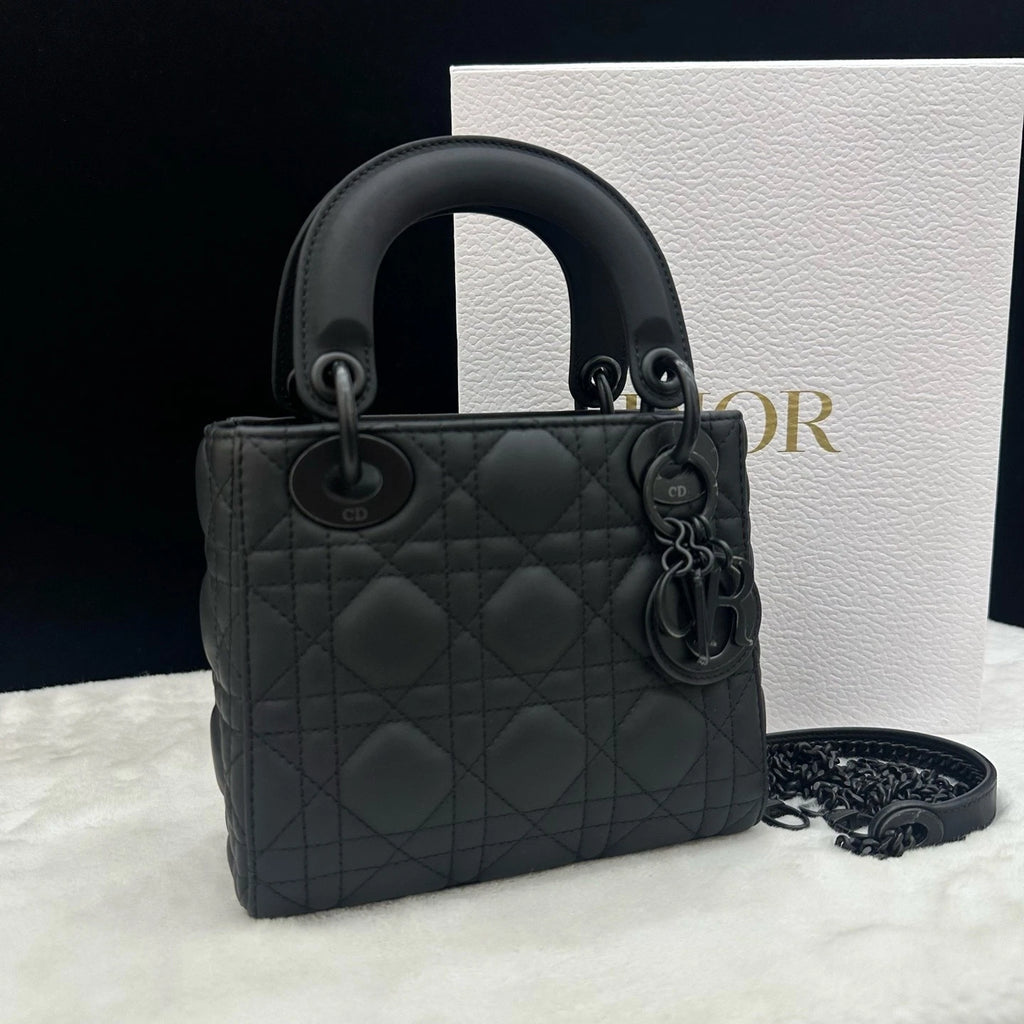 Dior Lady Dior Black Shoulder Bag Chain Bag Excellent