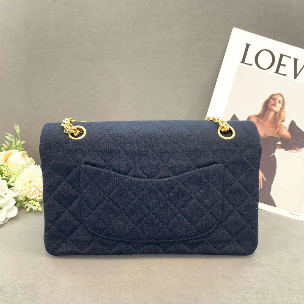 CHANEL Black Gold Canvas CF Chain Shoulder Bag For Women