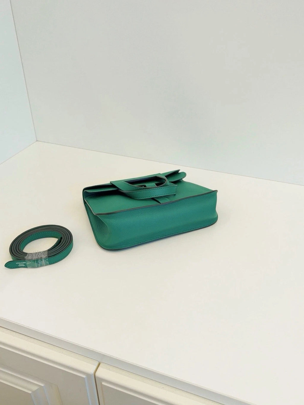 Hermès Halzan Mini Swift Calfskin Crossbody Bag Vert Bambou Green
