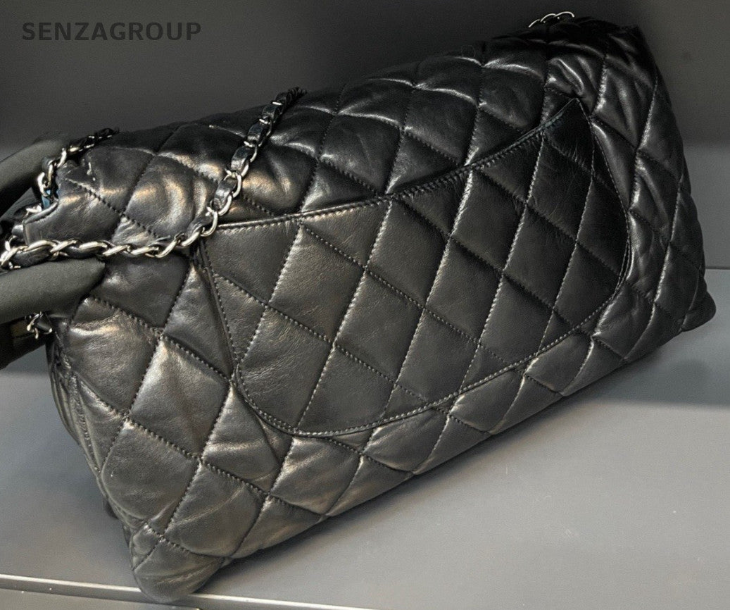 Chanel Classic Flap Chain Shoulder Bag Crossbody Black Silver Women Designer
