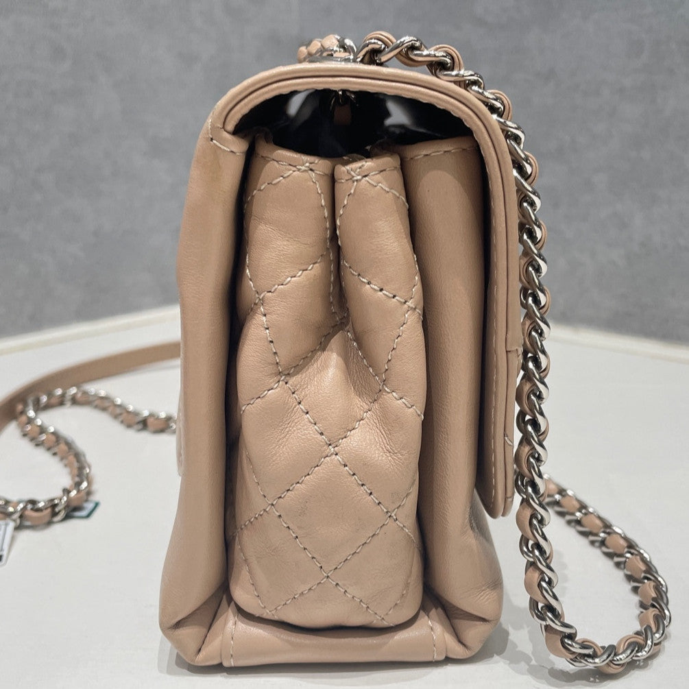 Chanel Quilted Chain Shoulder Bag - Pink with Silver Hardware