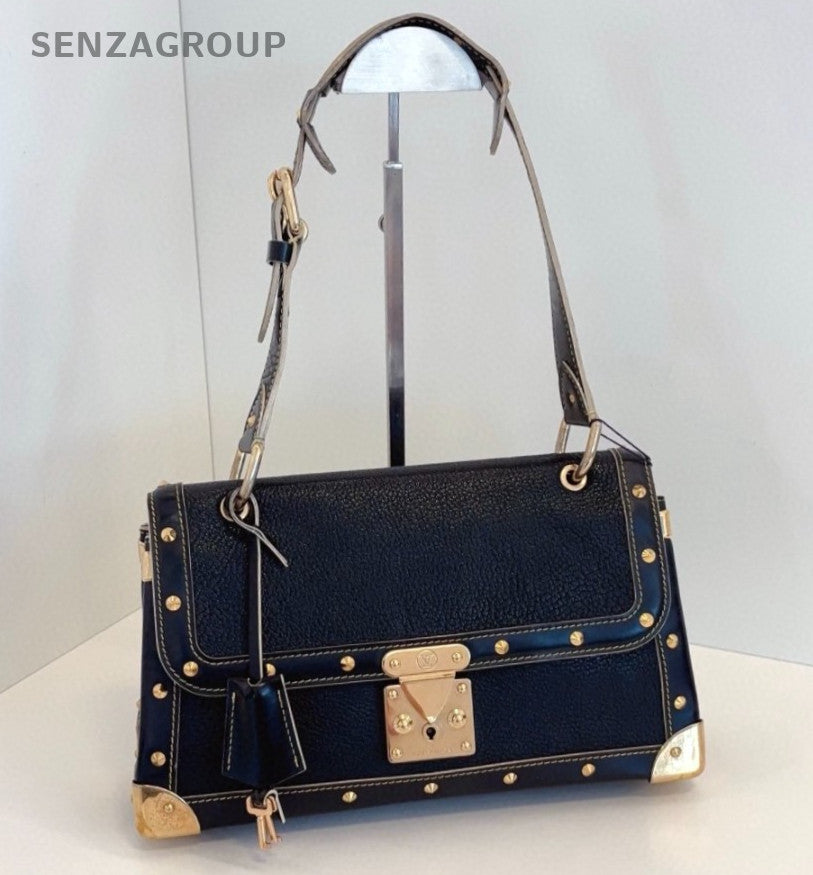 Louis Vuitton Suhali Lambskin Shoulder Bag Black Gold Women Classic Vintage