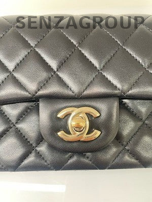 Chanel Classic Flap Mini Black Gold Quilted Chain Shoulder Bag
