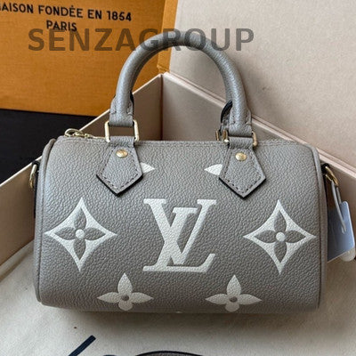 Louis Vuitton Speedy Nano Monogram Grey Gold Handbag Women Classic