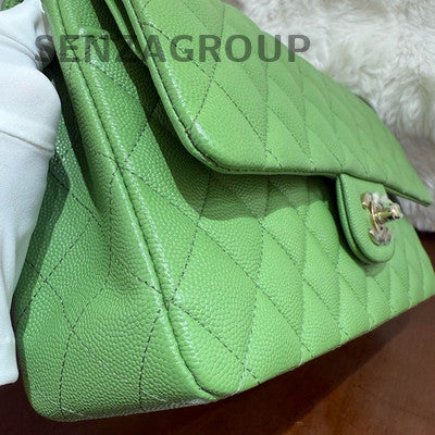 Chanel Classic Flap Medium Green Gold Hardware Quilted Shoulder Bag