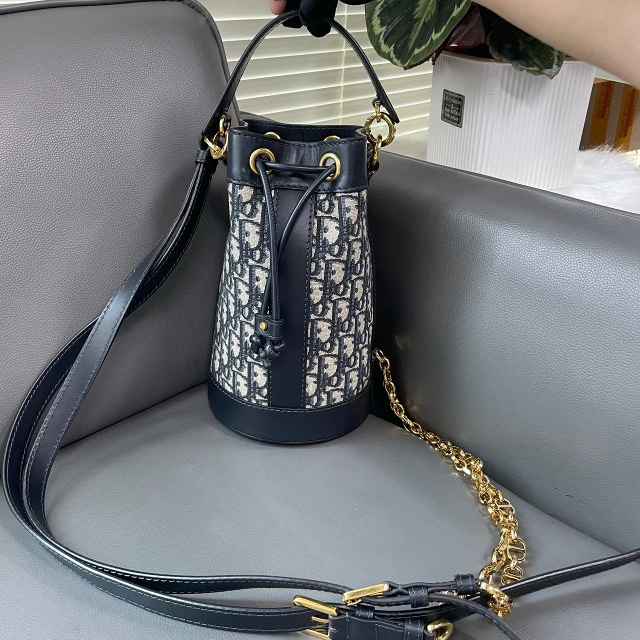 Dior New Oblique Monogram Drawstring Backpack For Women