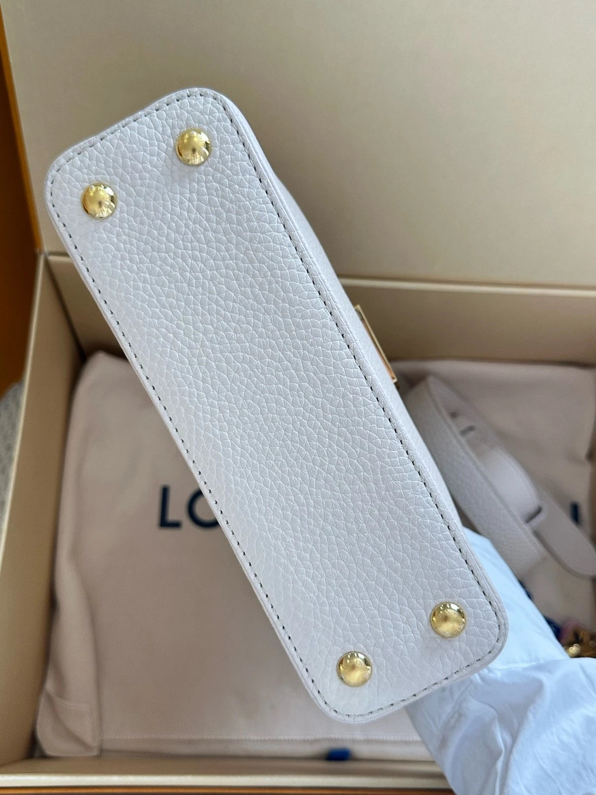 Louis Vuitton White Capucines Mini Crossbody Bag For Women