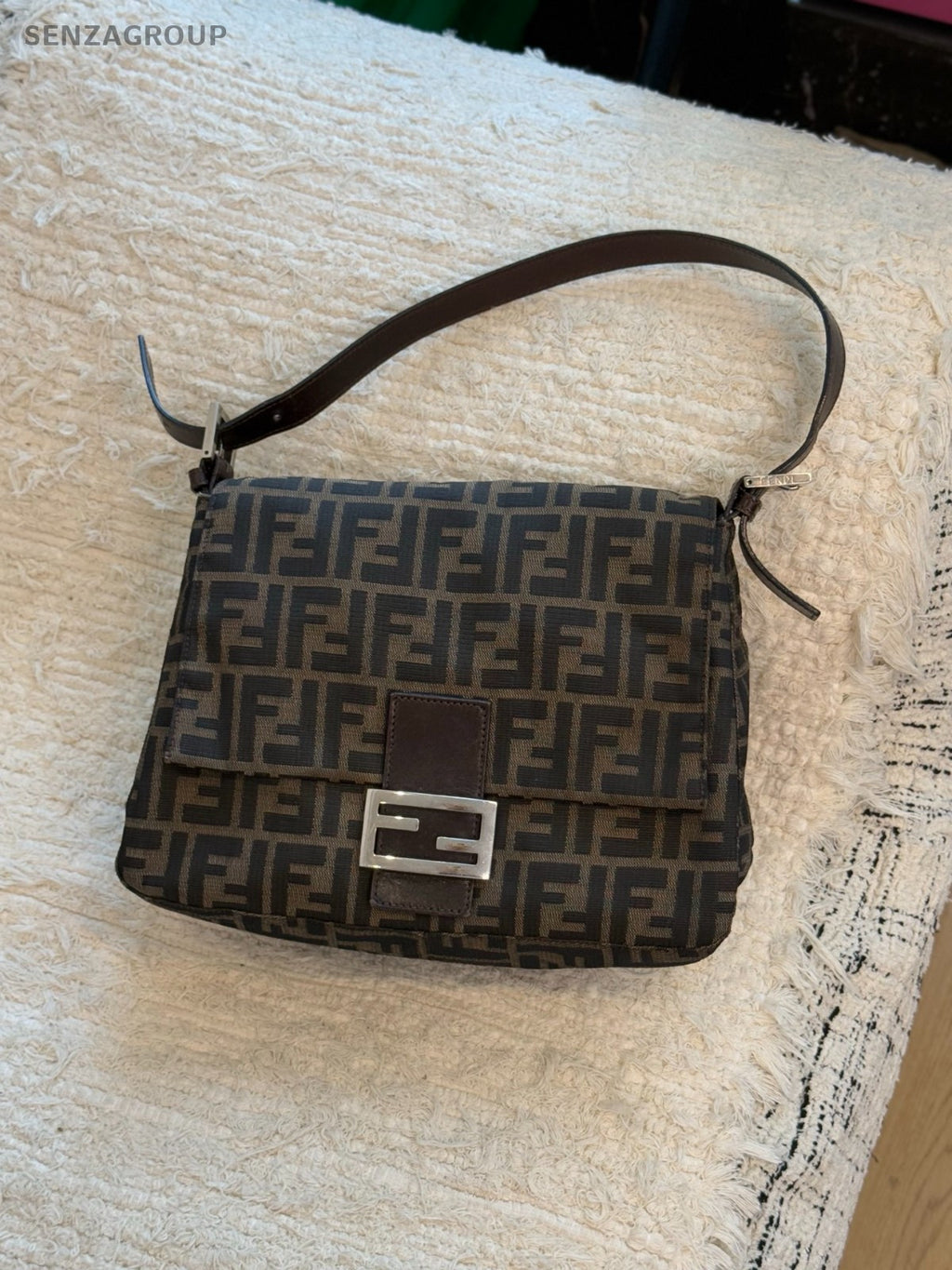 FENDI FF Vintage Monogram Shoulder bag Brown Classic Women