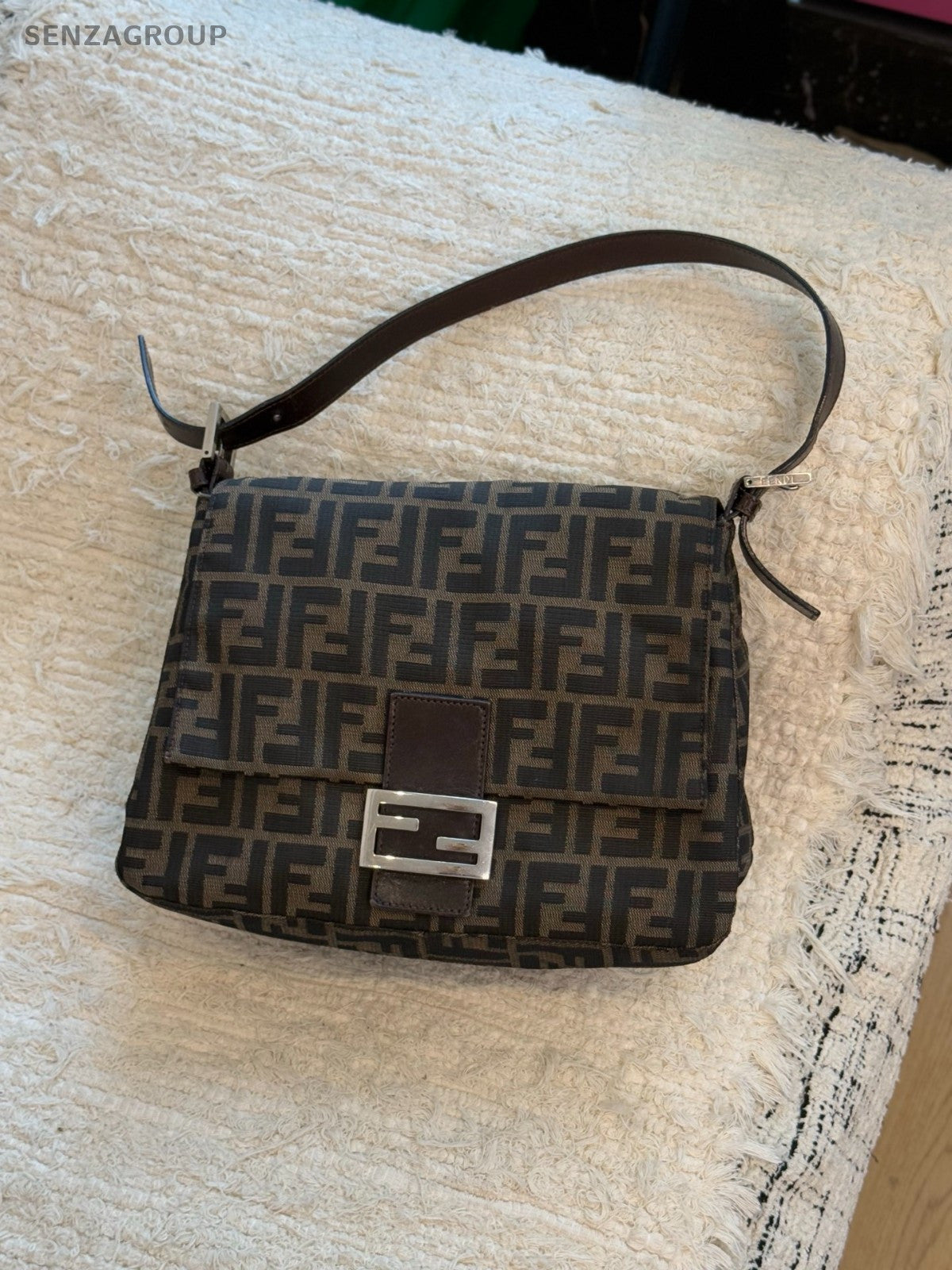 FENDI FF Vintage Monogram Shoulder bag Brown Classic Women