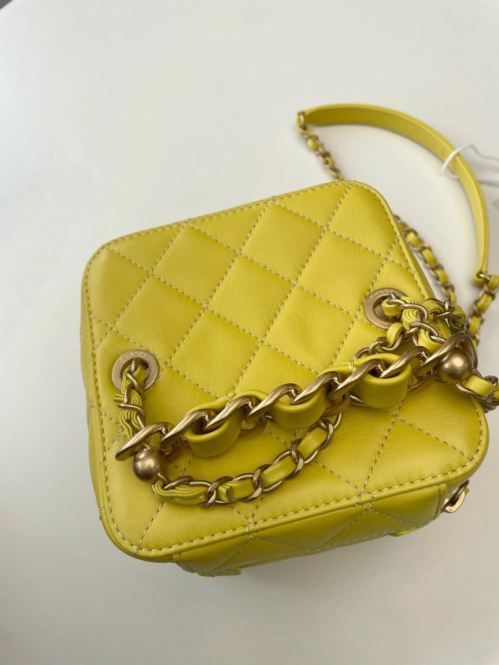 CHANEL Yellow Leather Box Shoulder Bag For Women