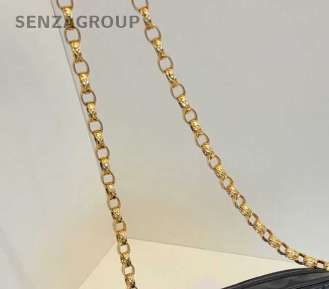 Chanel Vintage 2Way Chain Shoulder Bag Crossbody Black Gold Women Classic