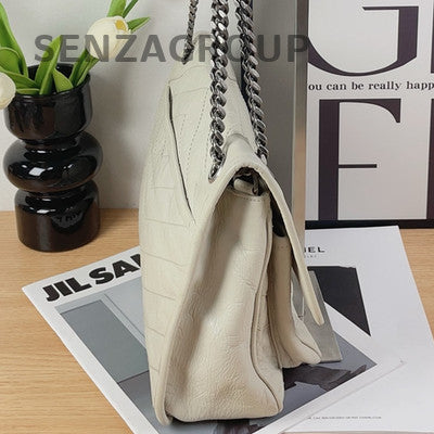 Saint Laurent Niki Chain Shoulder Crossbody Bag Silver White Classic Women