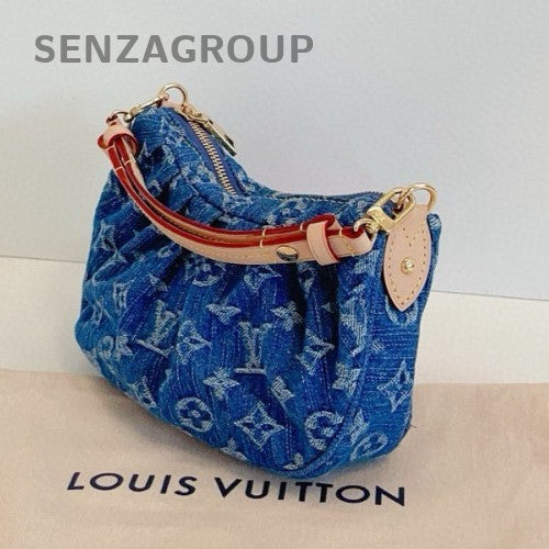 Louis Vuitton Valley Monogram Hobo Shoulder Bag Blue Gold Women Classic
