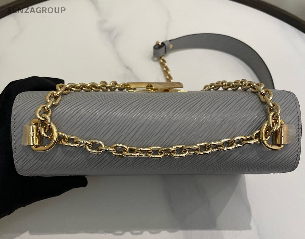 Louis Vuitton Twist MM Epi Chain Shoulder Bag Gray Gold Women Classic Fashion