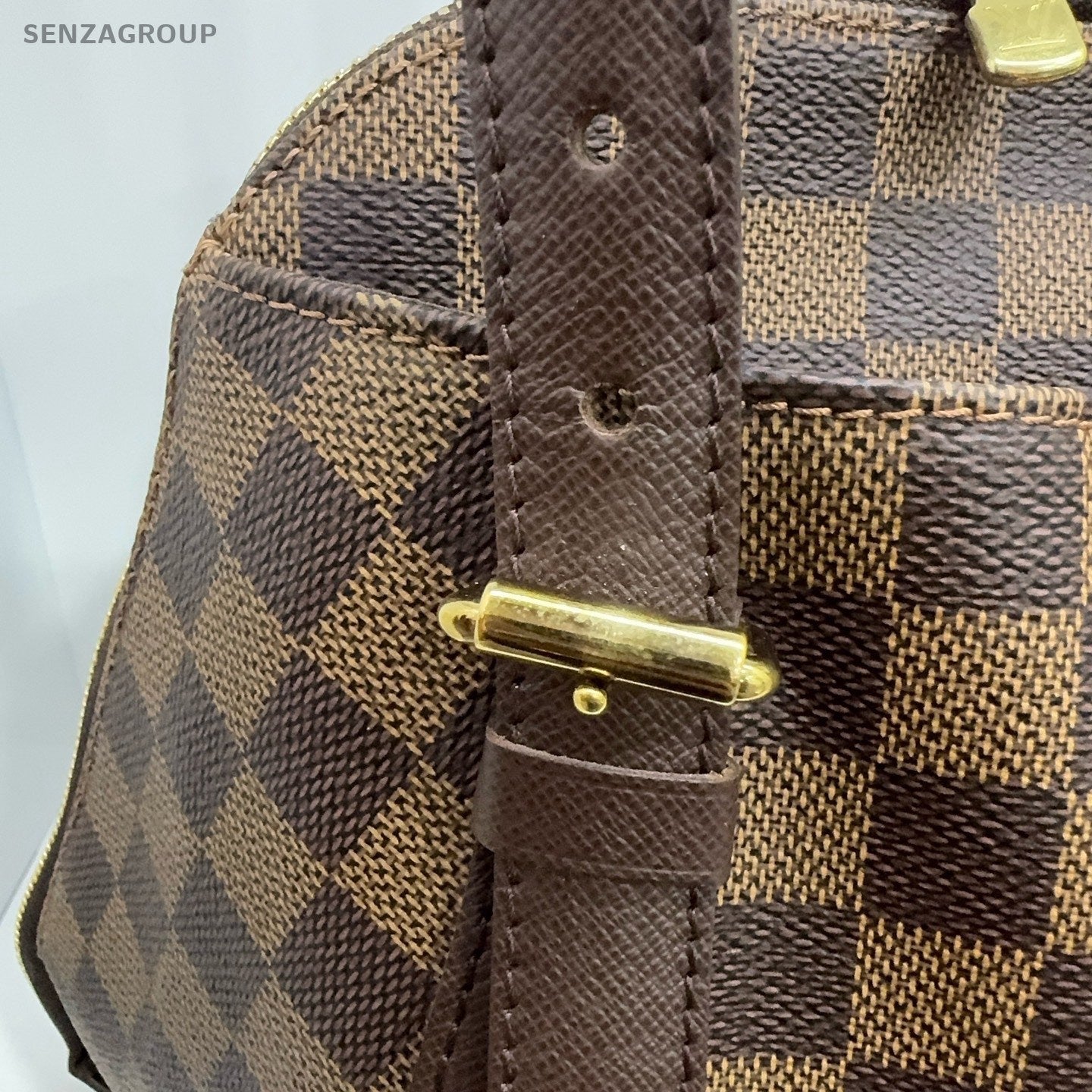 Louis Vuitton Damier Zipping Shoulder Bag Brown Gold Used Women Classic
