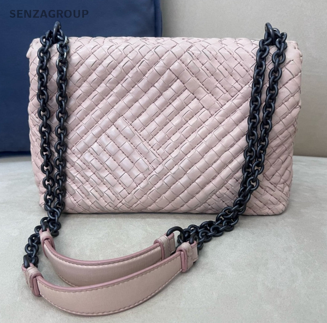 Bottega Veneta Embroidery Lambskin Chain Shoulder bag Apricot color Women