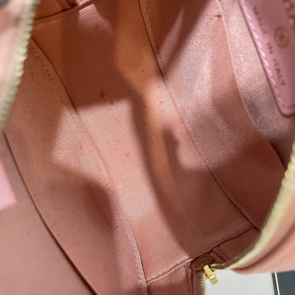 Chanel Diamond Lambskin Round Bag Chain Crossbody Pink Gold Women Classic