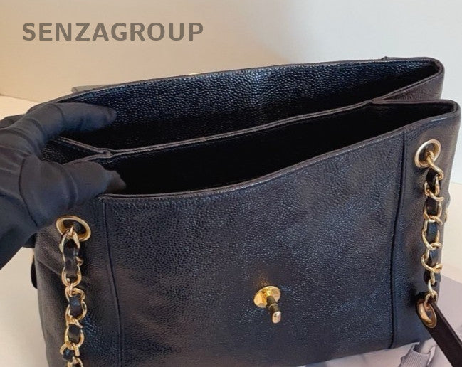 Chanel Chain 2Way Shoulder Bag Crossbody Black Gold Women Classic Designer