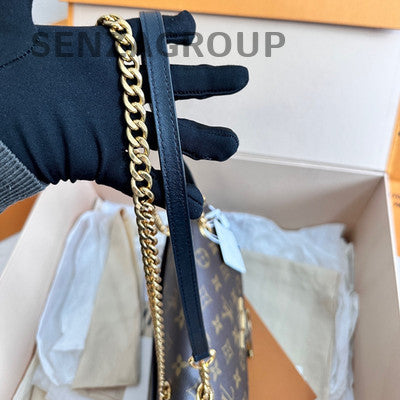 Louis Vuitton Passy Messenger Bag Monogram Chain Shoulder Crossbody Brown Gold