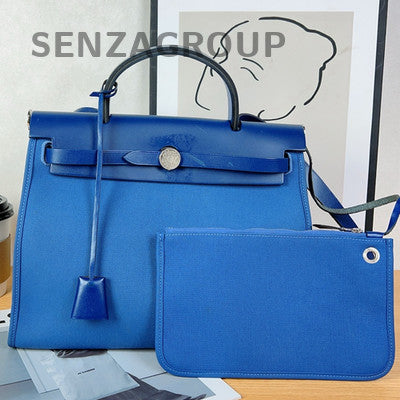 Hermès Herbag 31 Blue Silver Bucket Handbag Shoulder Bag Classic Women
