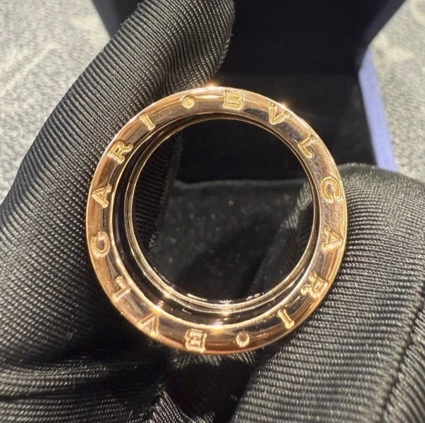 BVLGARI B.zero1 Two-Band Ring 18k Rose Gold and Black Ceramic EU58/US8.25