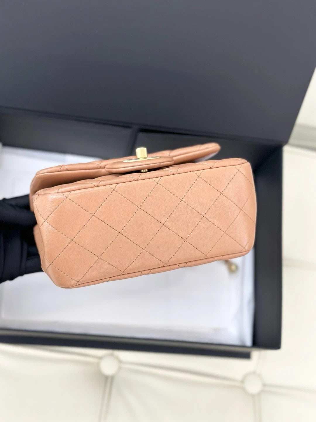 Chanel Lambskin Chain Shoulder Crossbody Bag Brown Gold Hardware Women S