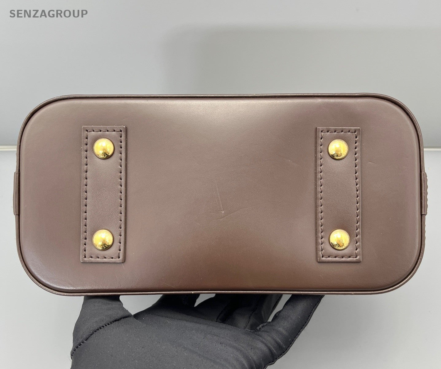 Louis Vuitton Alma BB Damier Top Handle Bag Crossbody Brown Gold Women Classic