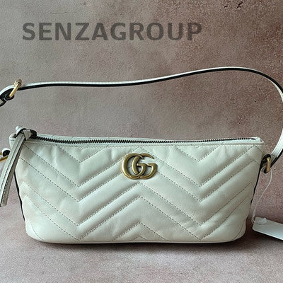 Gucci Marmont Shoulder Bag White Gold Hobo Crossbody Women's Classic Fashion