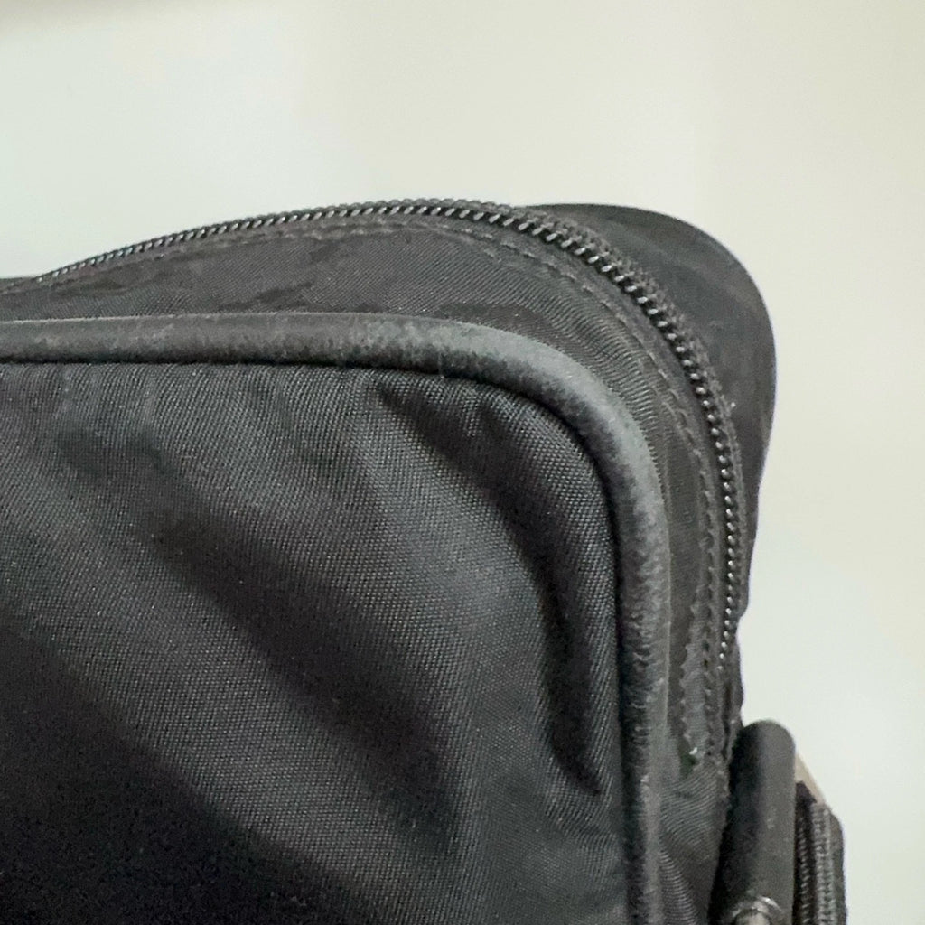 PRADA Black Nylon Double Layer Camera Crossbody Shoulder Bag For Women