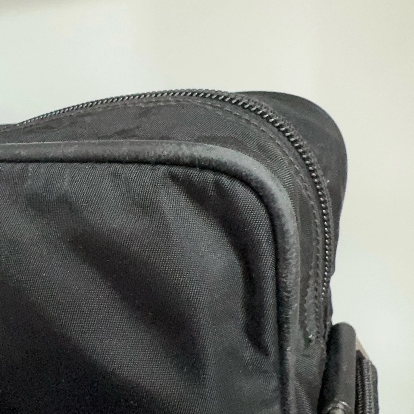 PRADA Black Nylon Double Layer Camera Crossbody Shoulder Bag For Women
