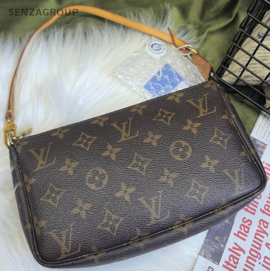 Louis Vuitton Pochette Voyage Monogram Top Handle Shoulder Bag Brown Women