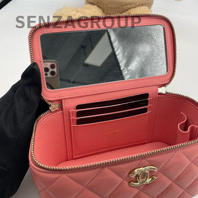 Chanel Pink Quilted Lambskin Long Box Bag with Gold Hardware