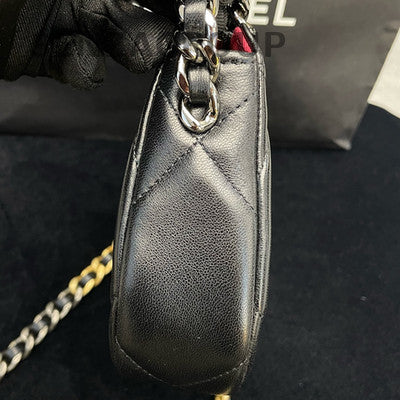 Chanel 19 Bag Black Gold Hobo Chain Shoulder Bag Women's Fashion