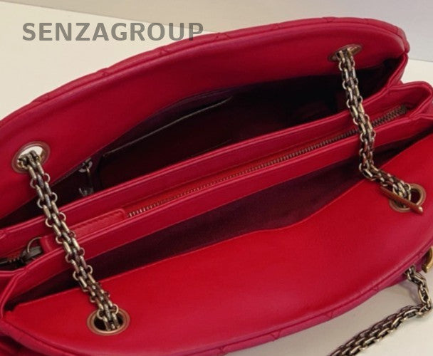 Chanel Vintage Chain Shoulder Bag Crossbody Red Gold Women Classic Designer