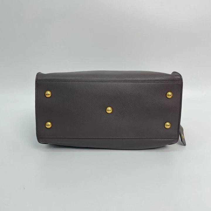 YSL Gray Calfskin Y Buckle Cabas Tote Handbag Crossbody Bag For Women