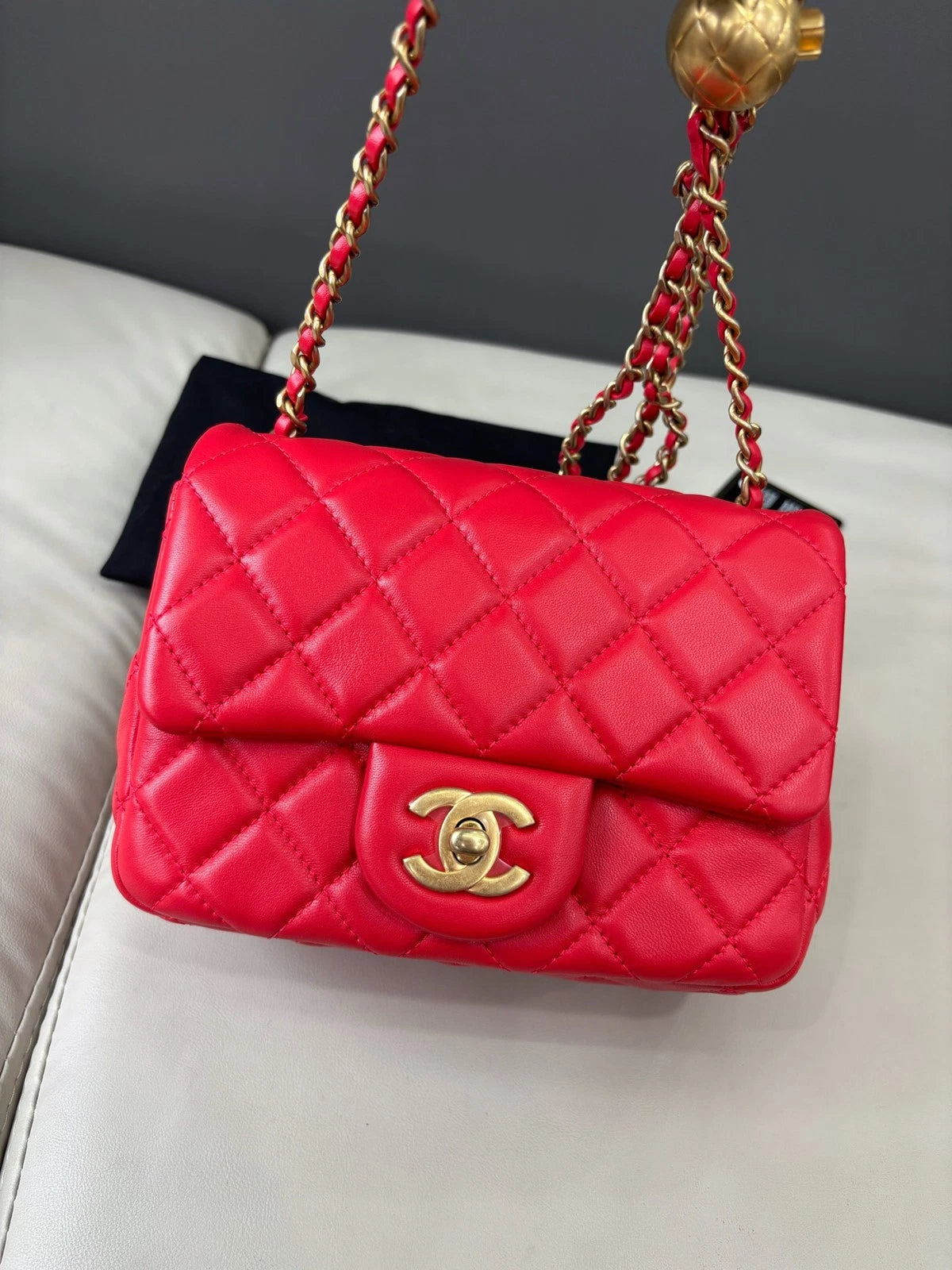 Chanel Square Mini Flap Crossbody Bag Water Red