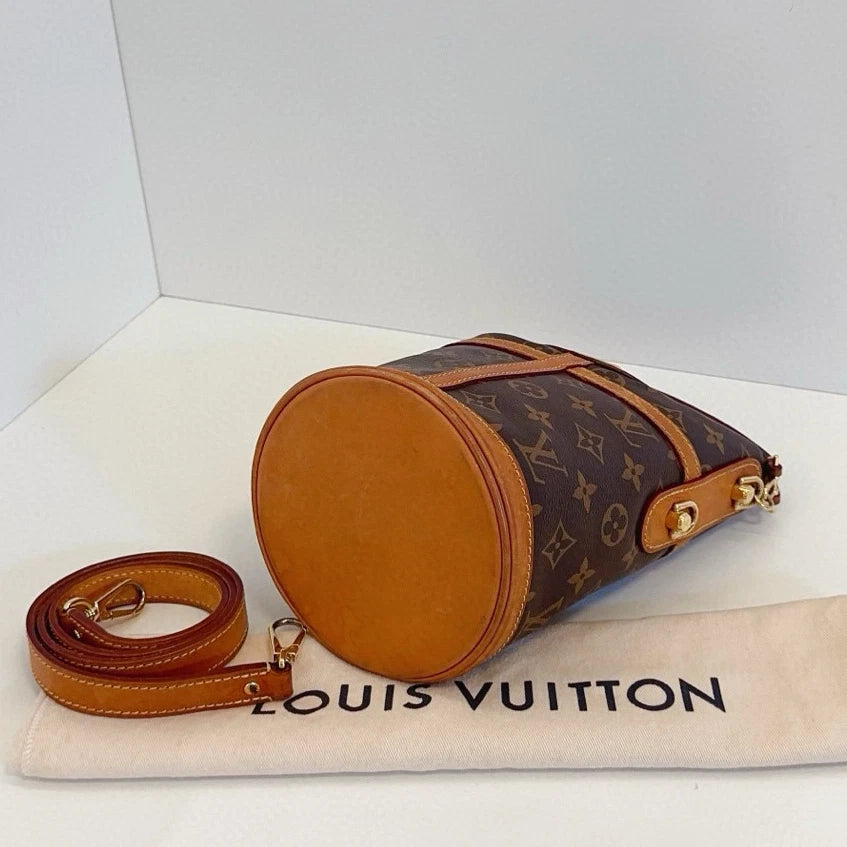 Louis Vuitton Duffle Bag Monogram Top Handle Shoulder Crossbody Brown Gold Women