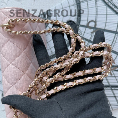 Chanel Quilted WOC Chain Bag in Sakura Pink with Gold Hardware