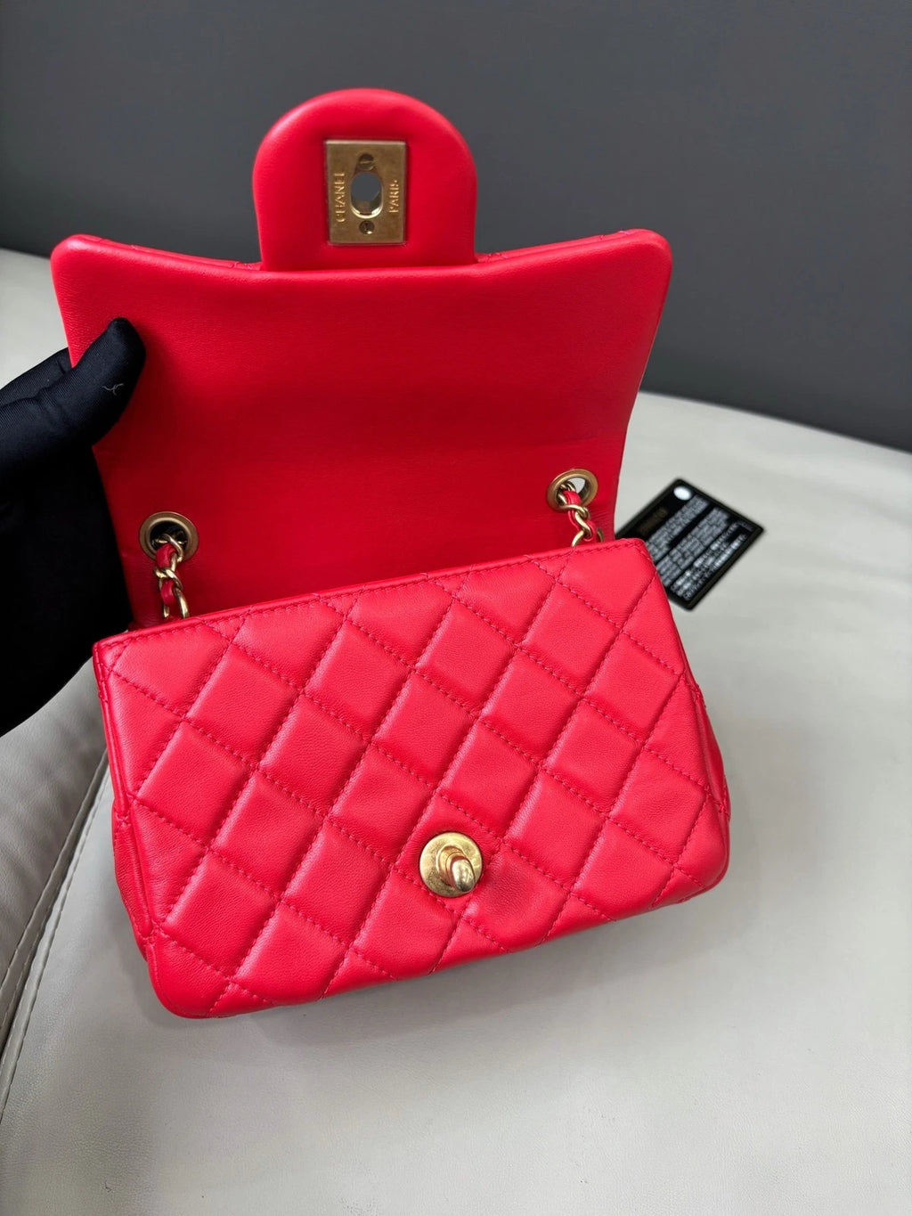 Chanel Square Mini Flap Crossbody Bag Water Red