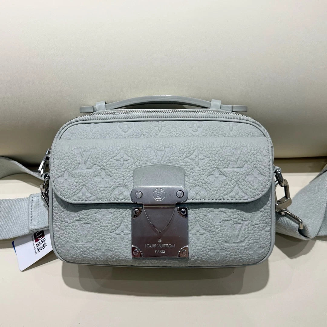 Louis Vuitton S-Lock Calfskin Monogram Empreinte Gray Handbag Crossbody
