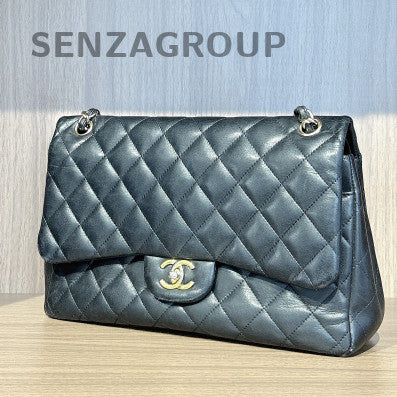 Chanel CF Jumbo Black Caviar Leather Shoulder Crossbody Bag Women