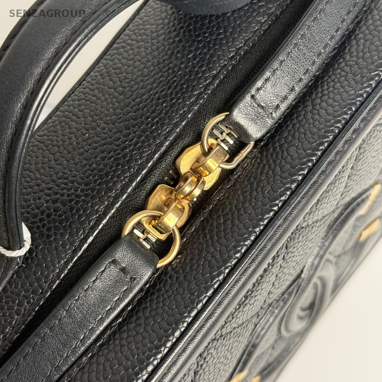 SJ0001 Chanel Vanity Case Small in Black Caviar Leather with Quilted Detail