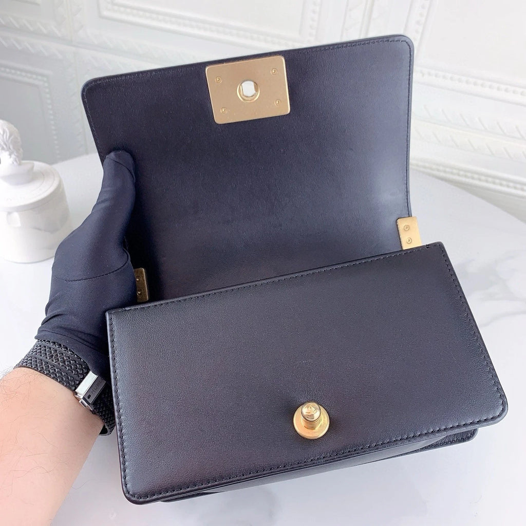 CHANEL Black Gold Leboy Small Shoulder Bag for Women