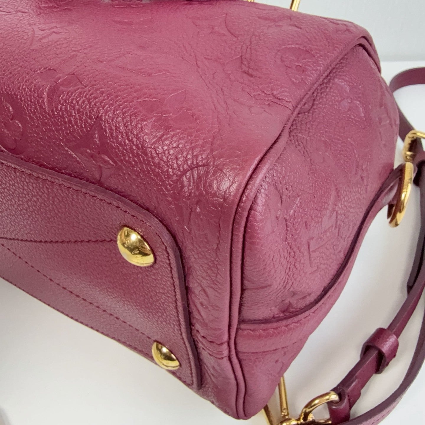 Louis Vuitton Speedy25 Monogram Top Handle Crossbody Purple Gold Women Classic