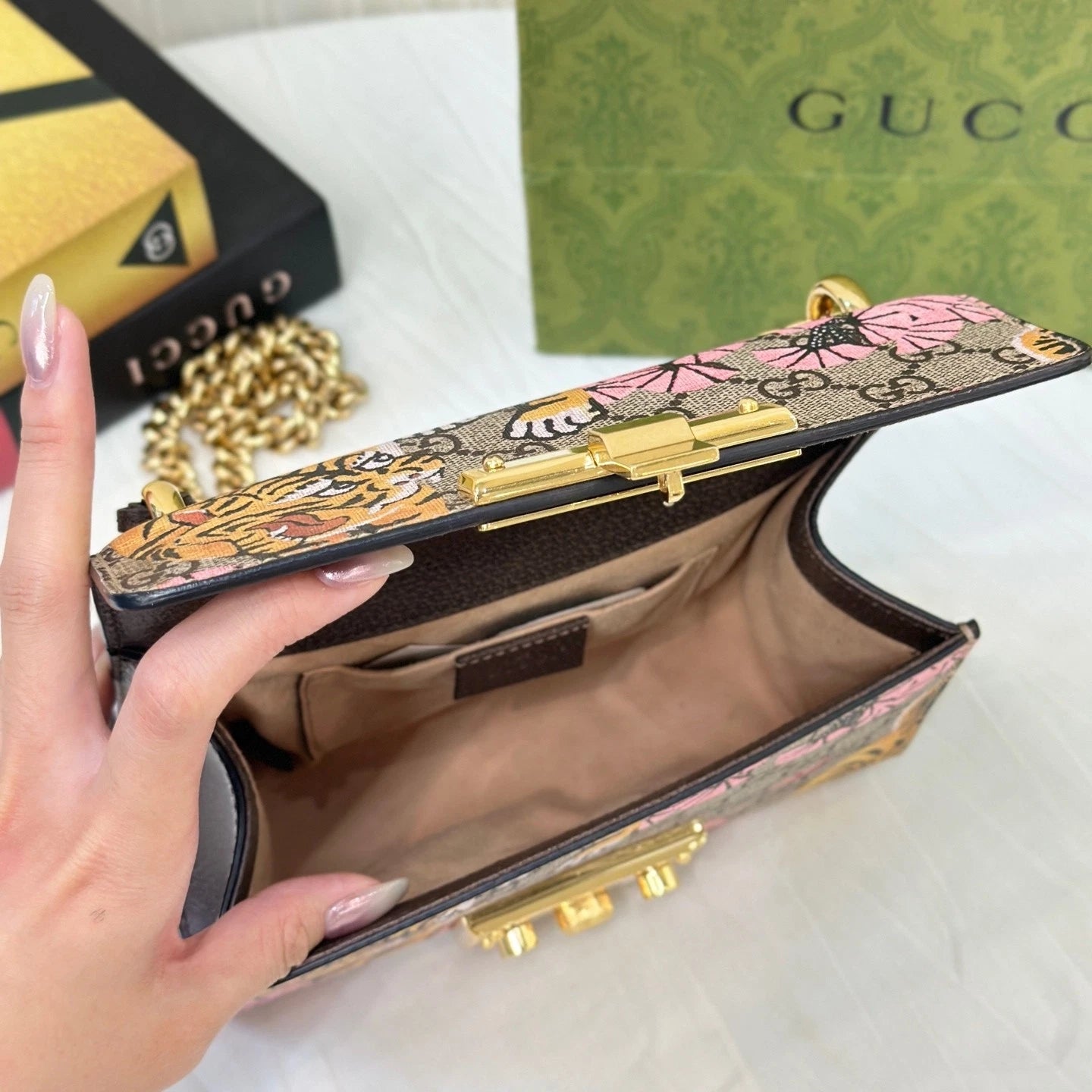 Gucci Padlock Limited Edition Bengal Tiger Print Shoulder Bag Women