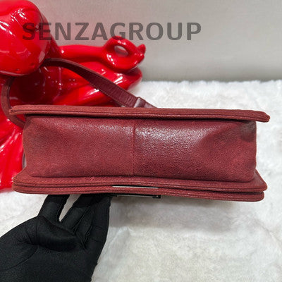 Chanel Le Boy Medium Lambskin Shoulder Bag Red Silver Classic Women